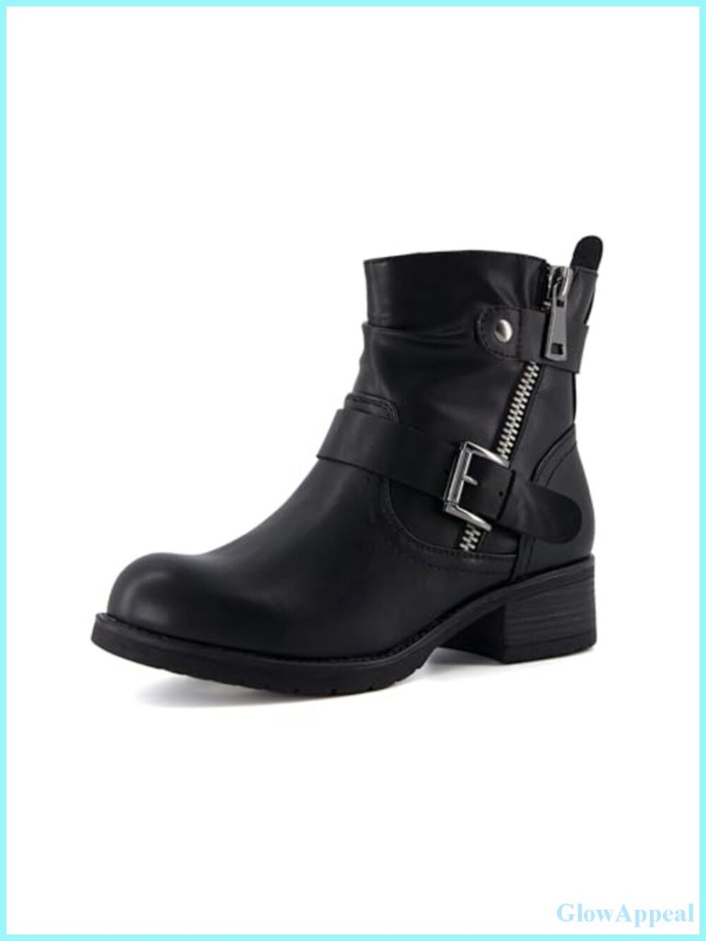 Women's Ankle Boots with Zipper & Buckle, Combat Style, Memory Foam, Wide Width